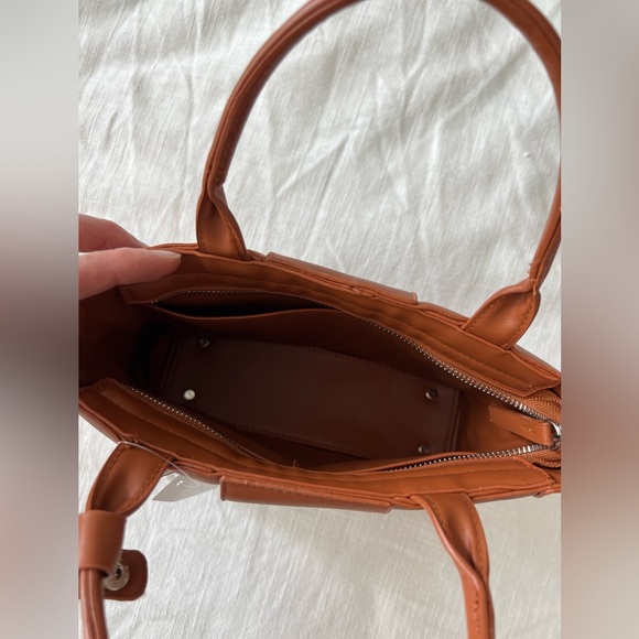 Cognac Basket Weave Handbag/Crossbody - Picture 2 of 3